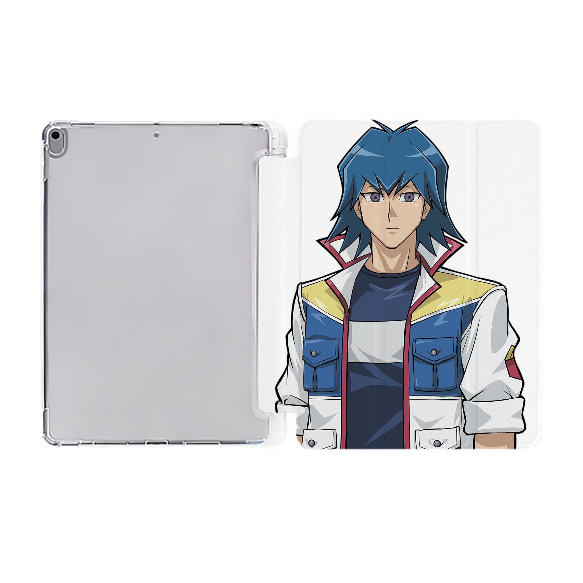 （画像用） 遊☆戯☆王 Yu-Gi-Oh! IPad ケース ペン収納付き 三つ折りスタンド PUレザー×シリコン 対応機種9.5/10.5/10.9インチ